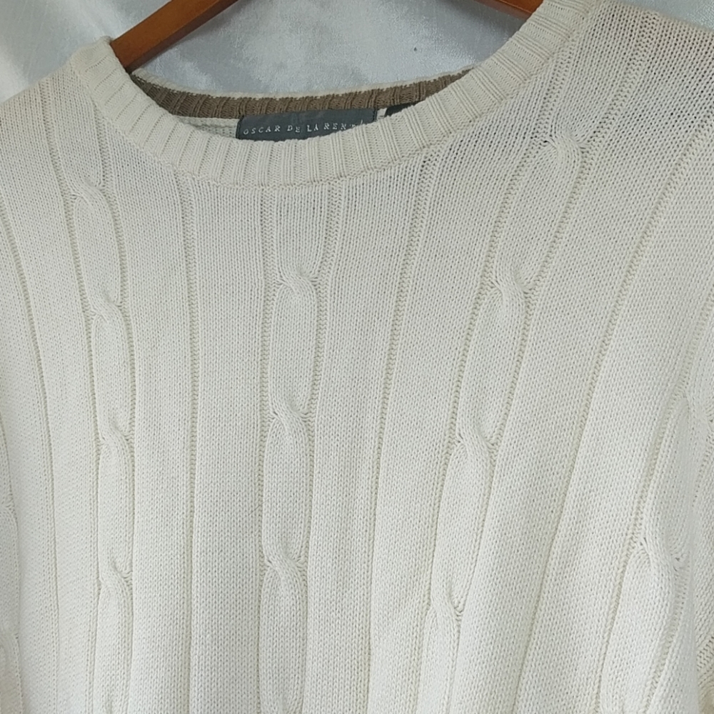 Oscar De La Renta White Knit Sweater XXL